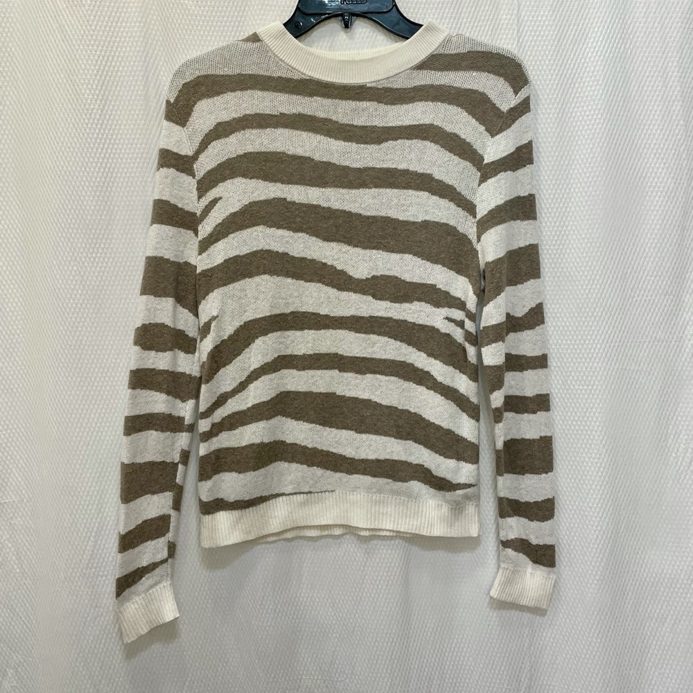 A New Day Animal Print Striped Crewneck Pullover Cotton Sweater Size XS - Picture 4 of 12